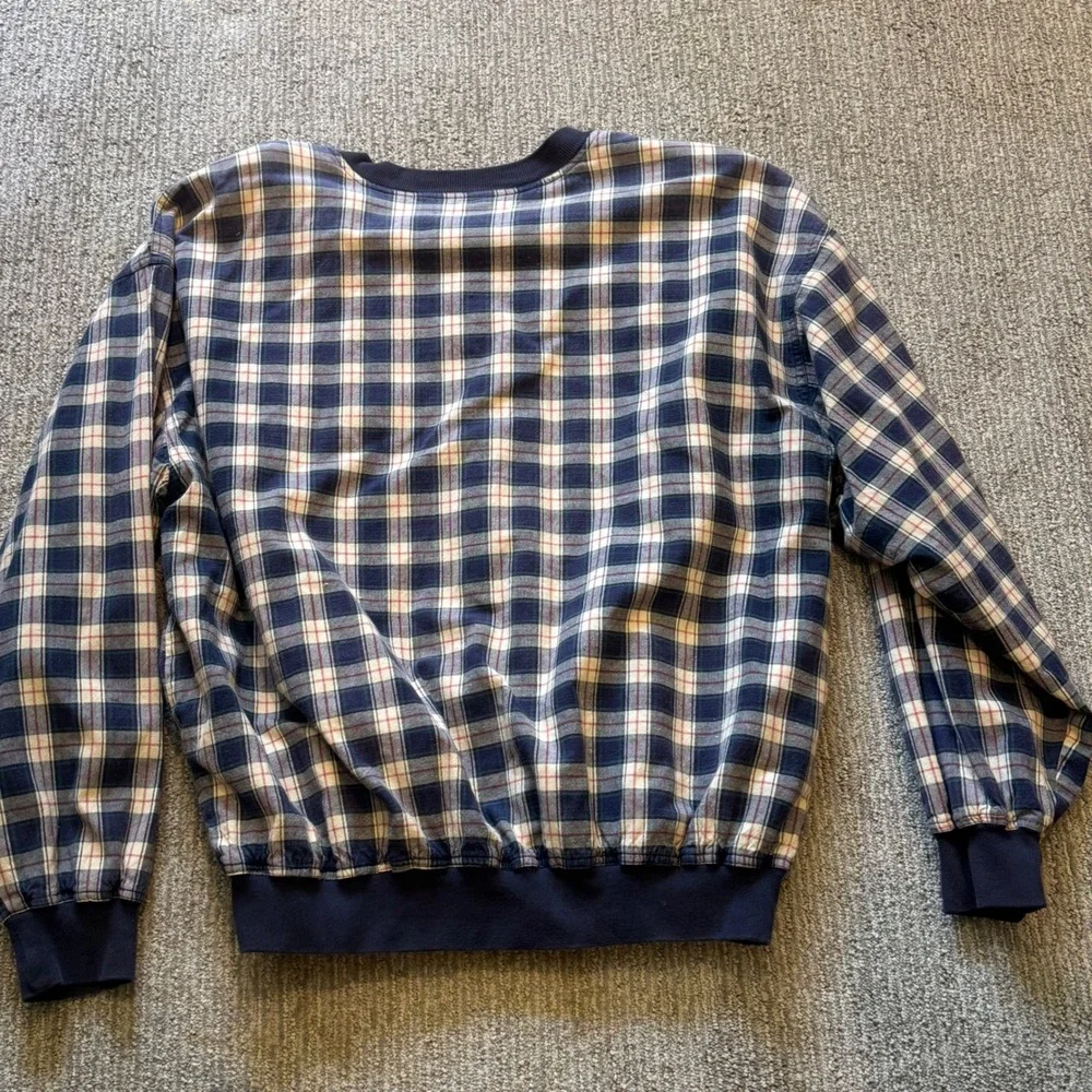 Vintage AM Player Oasis Country Club Plaid Golf Windshirt Navy XXL Cotton Lining